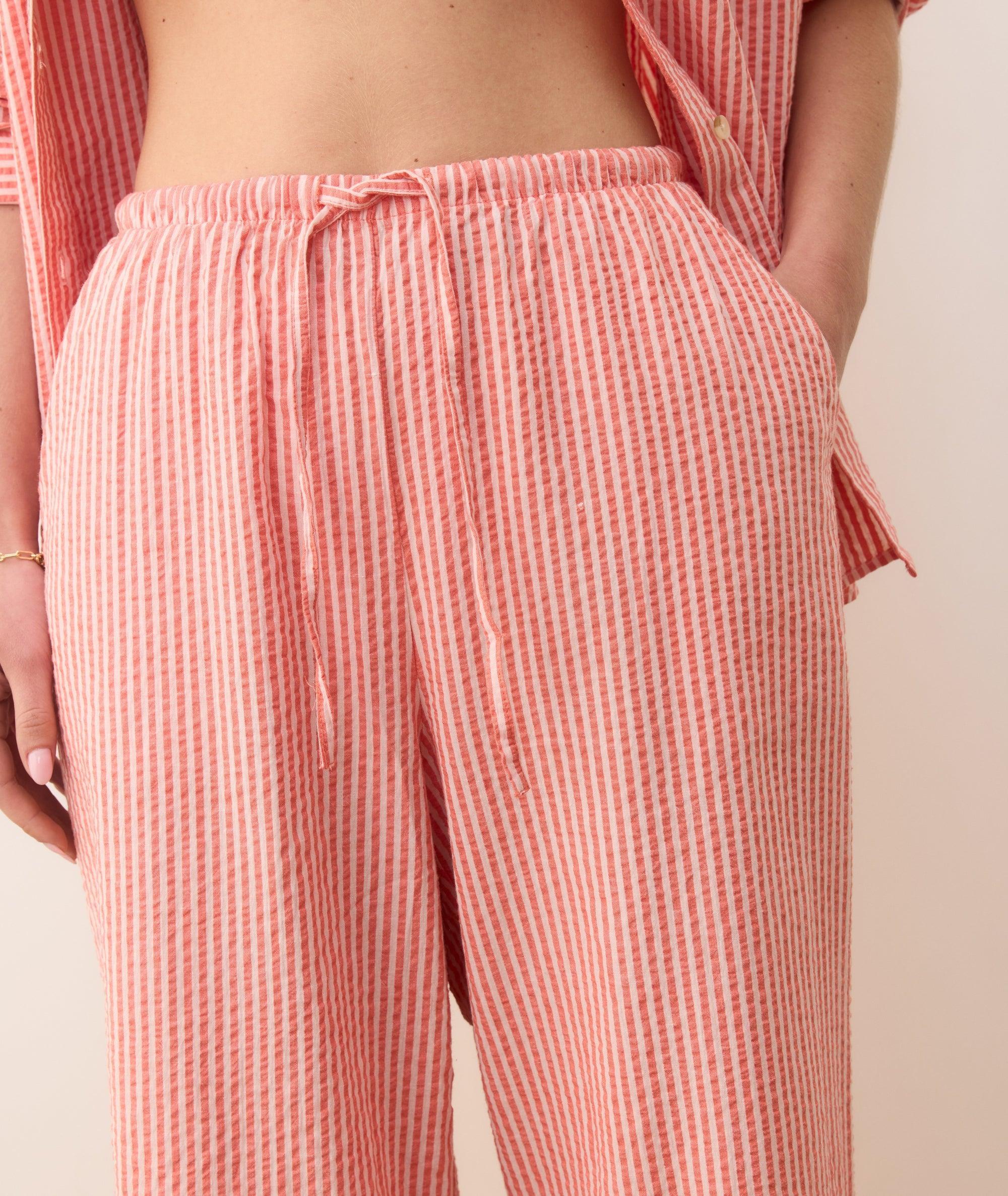Seersucker Drawstring Wide Leg Pant Product Image