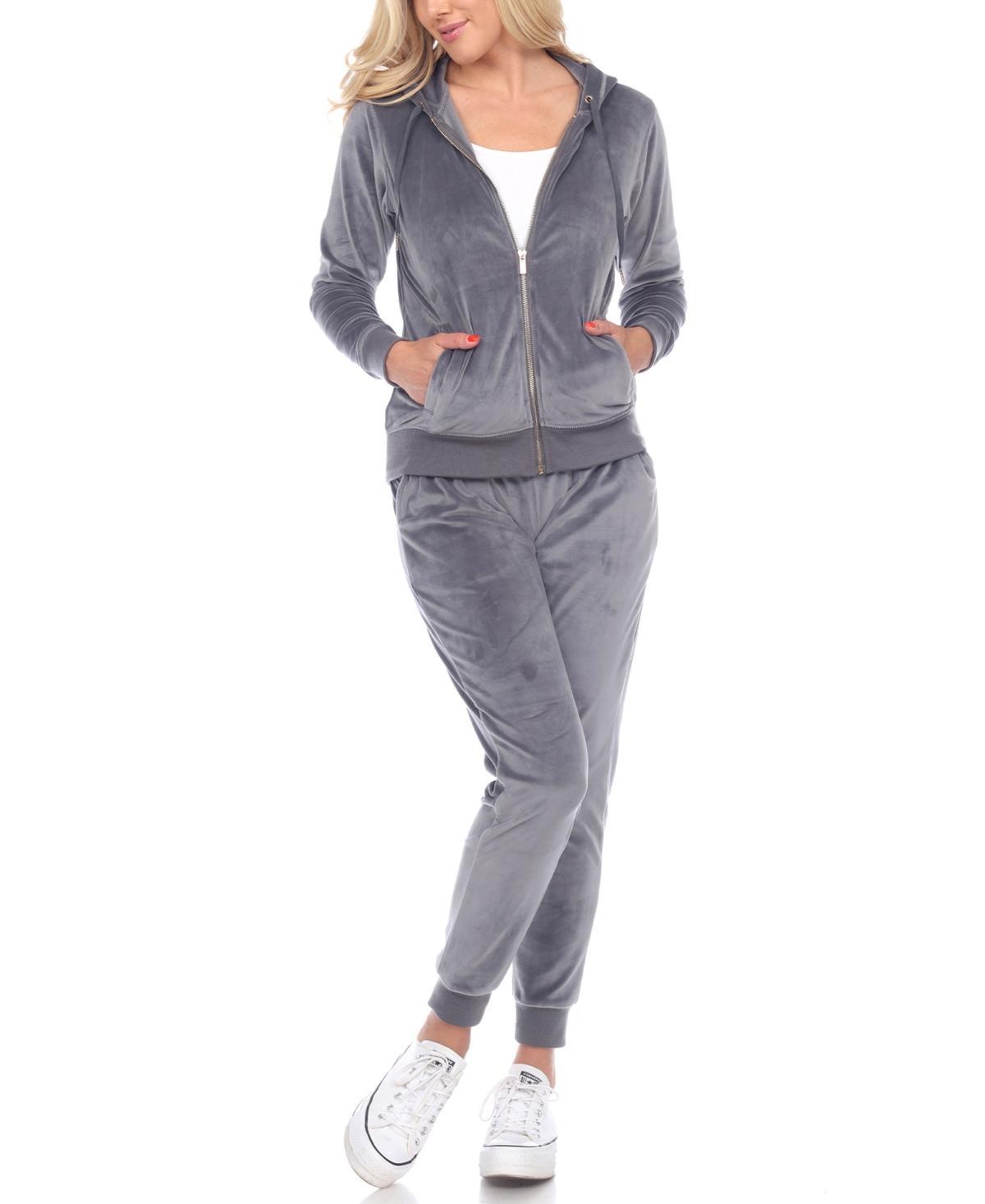 Women's 2 Piece Velour Tracksuit Set - White Mark Product Image