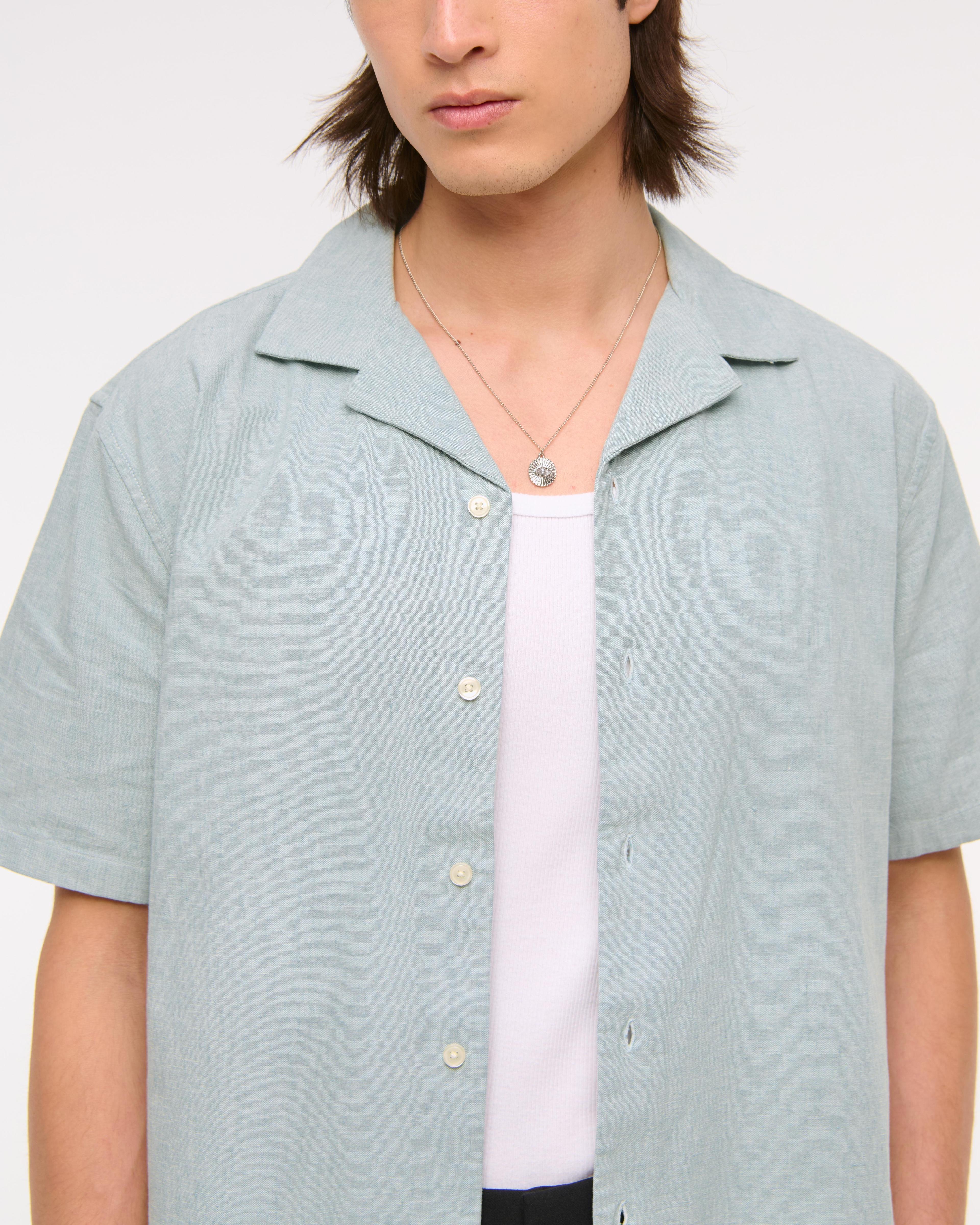 Camp Collar Summer Linen-Blend Shirt Product Image