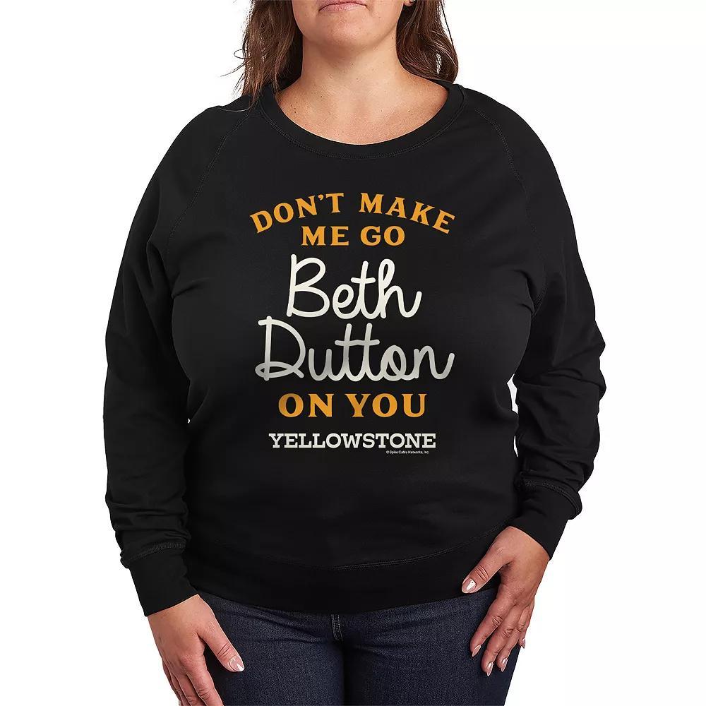 Plus Size Yellowstone Don't Make Me Go French Terry Long Sleeve Tee, Women's, Size: 3XL, Black Product Image