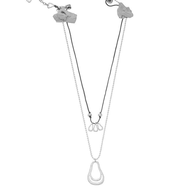 Bella Uno Two-Strand Drop Necklace, Womens Silver Tone Product Image