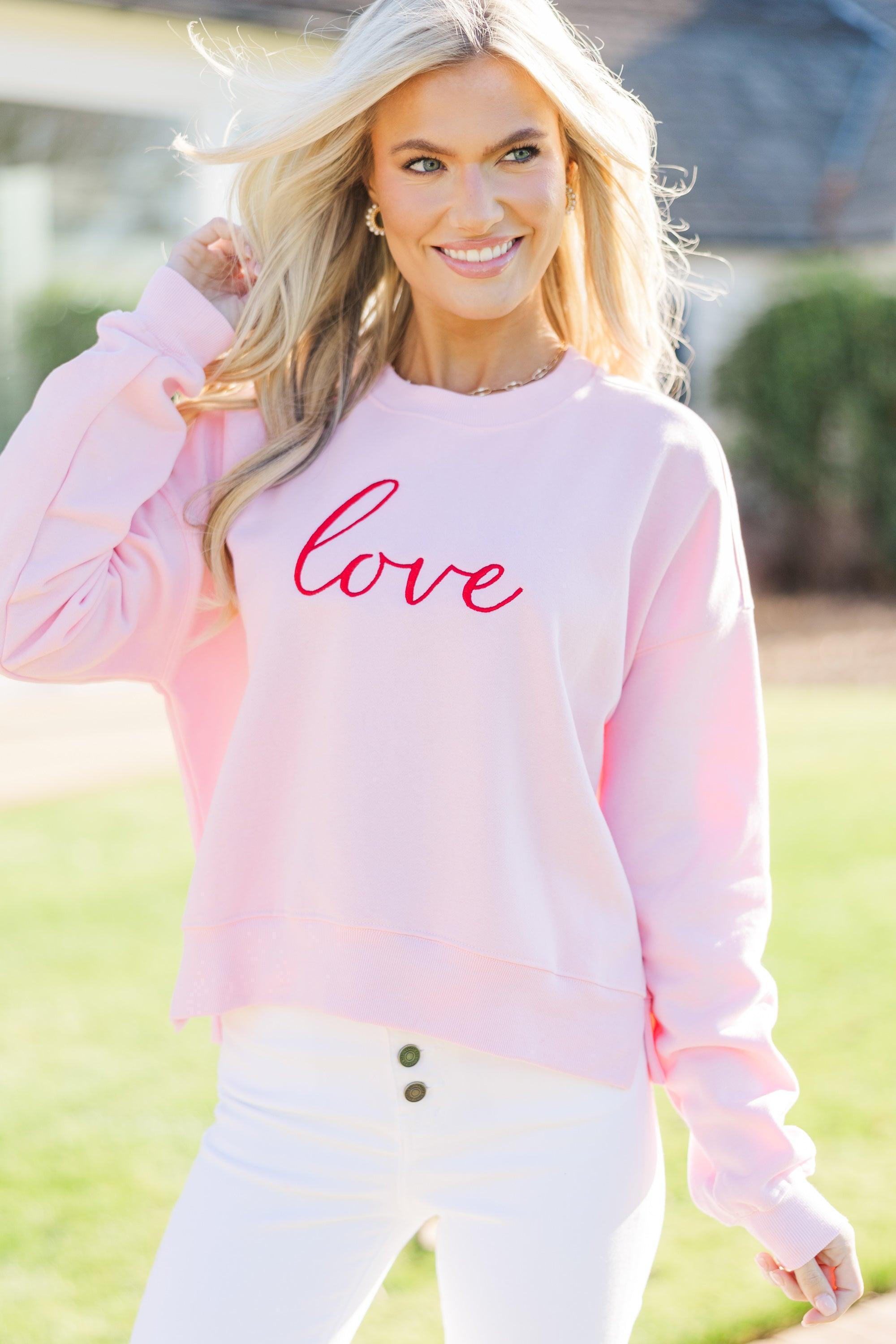 With Love Pink Embroidered Sweatshirt Female Product Image