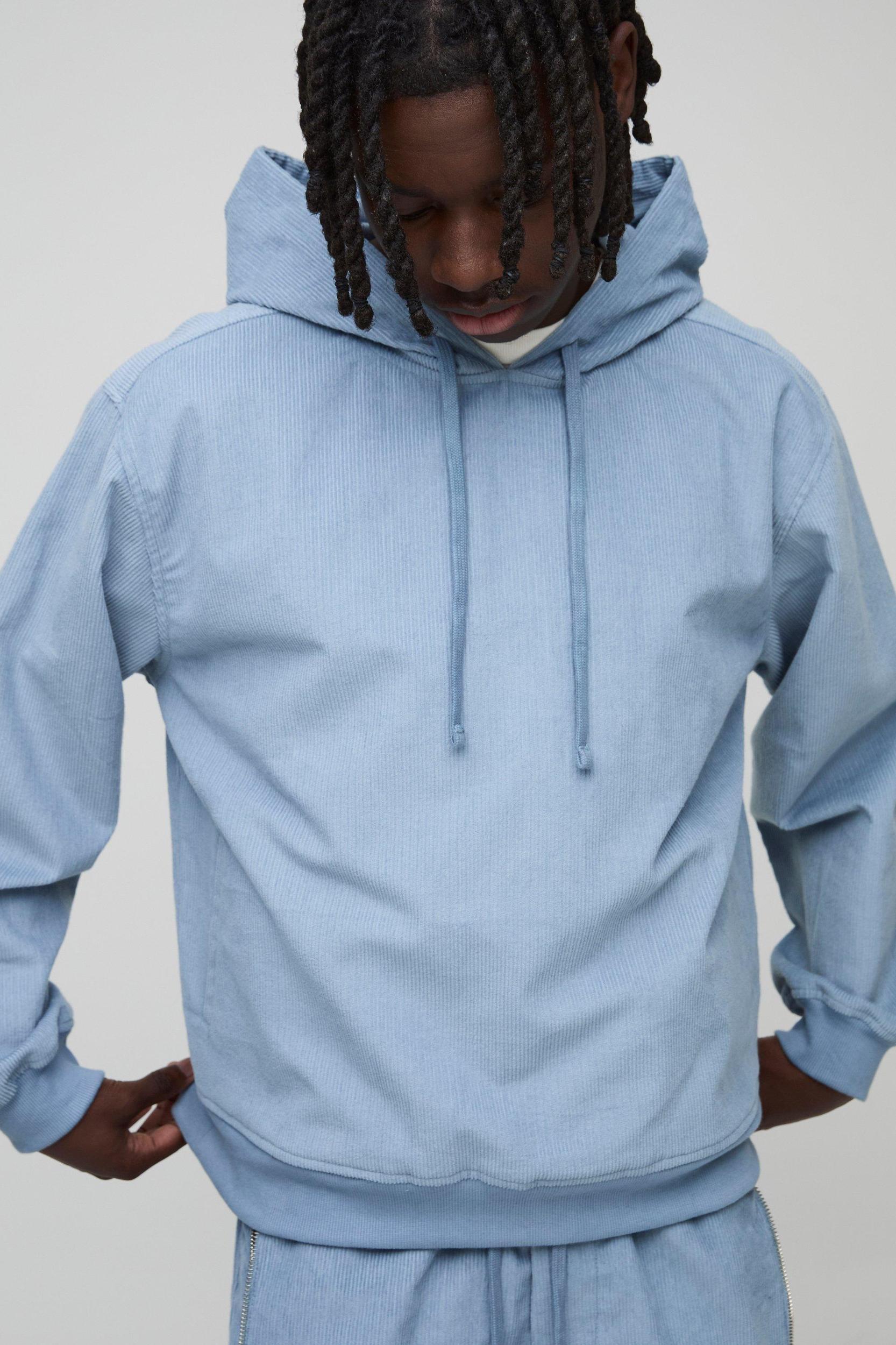 Oversized Boxy Corduroy Hoodie | boohooMAN USA Product Image