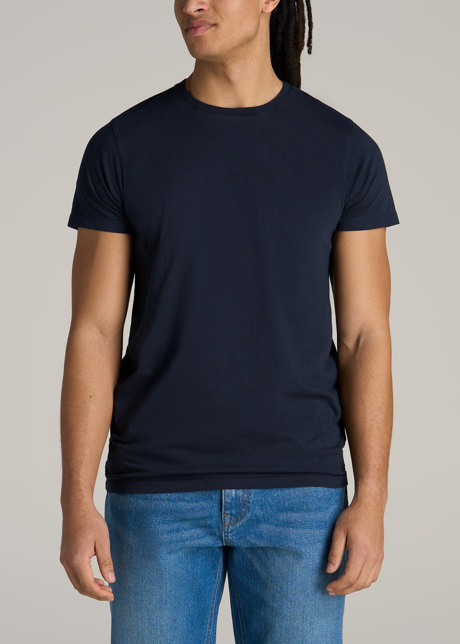 MODERN-FIT Garment Dyed Cotton Men's Tall T-Shirt in Evening Blue Product Image