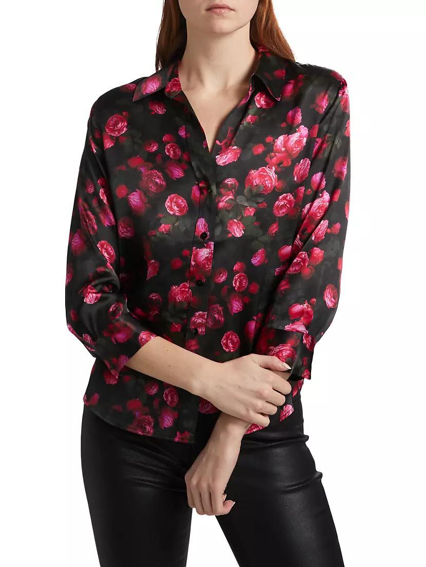 Womens Dani Floral Silk Button-Front Blouse Product Image