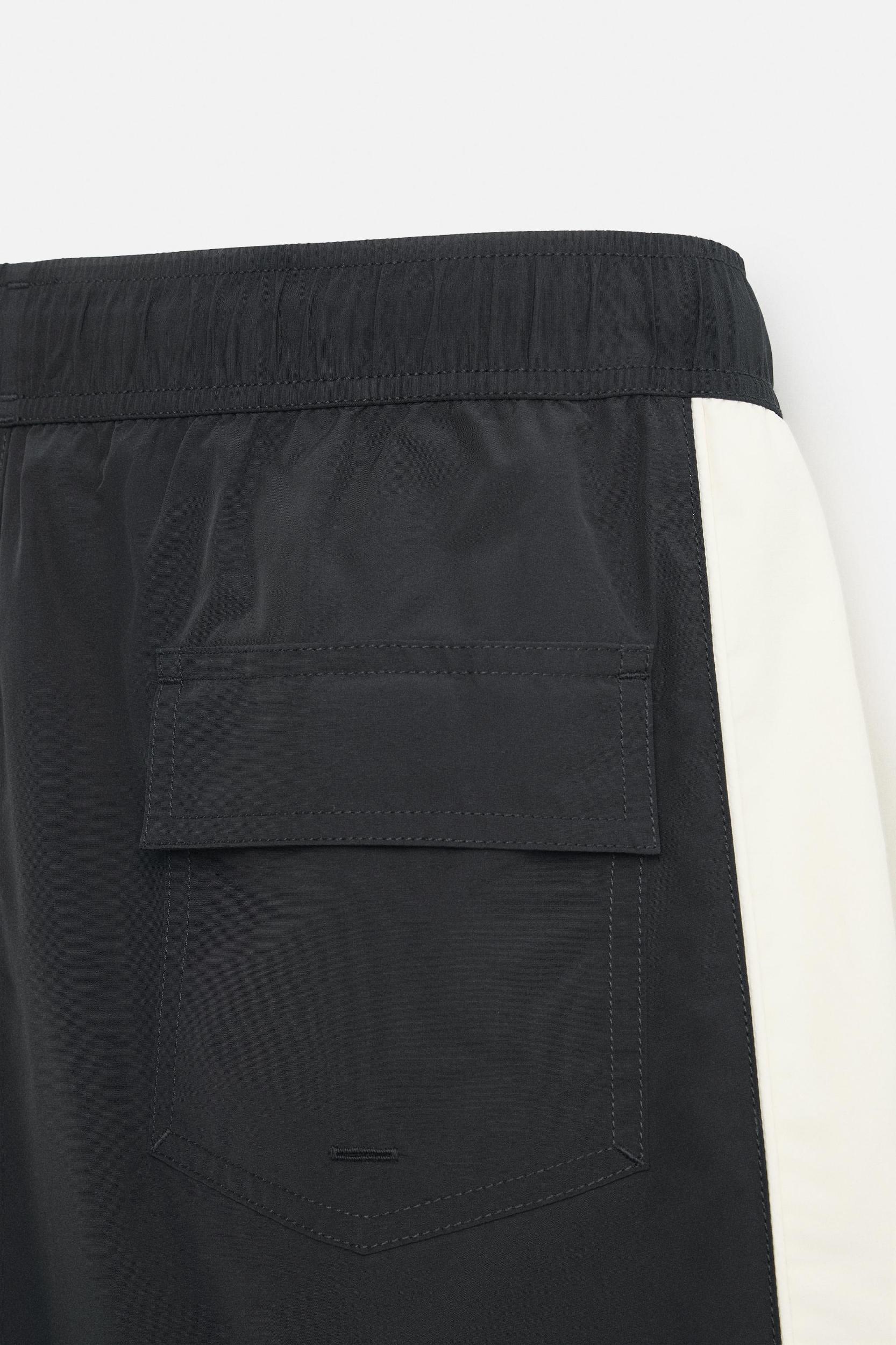 STRIPED LONG SWIM TRUNKS Product Image