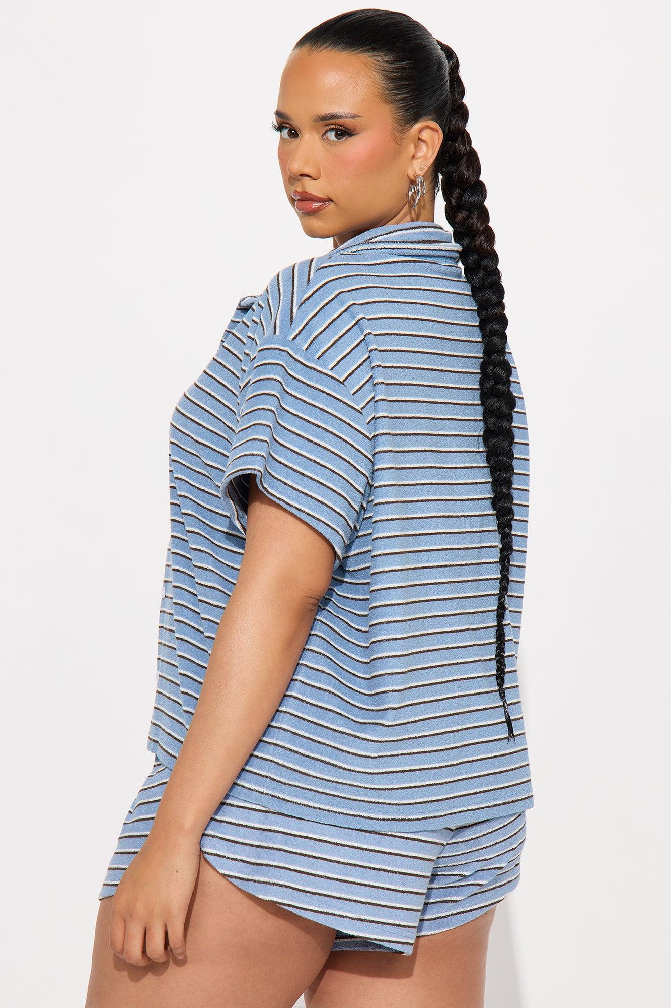 Having Fun Striped Short Set - Blue/combo Product Image