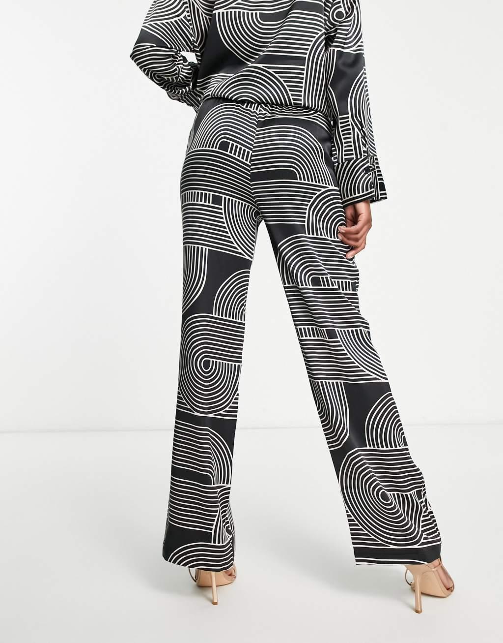 4th & Reckless printed satin pants in multi - part of a set Product Image