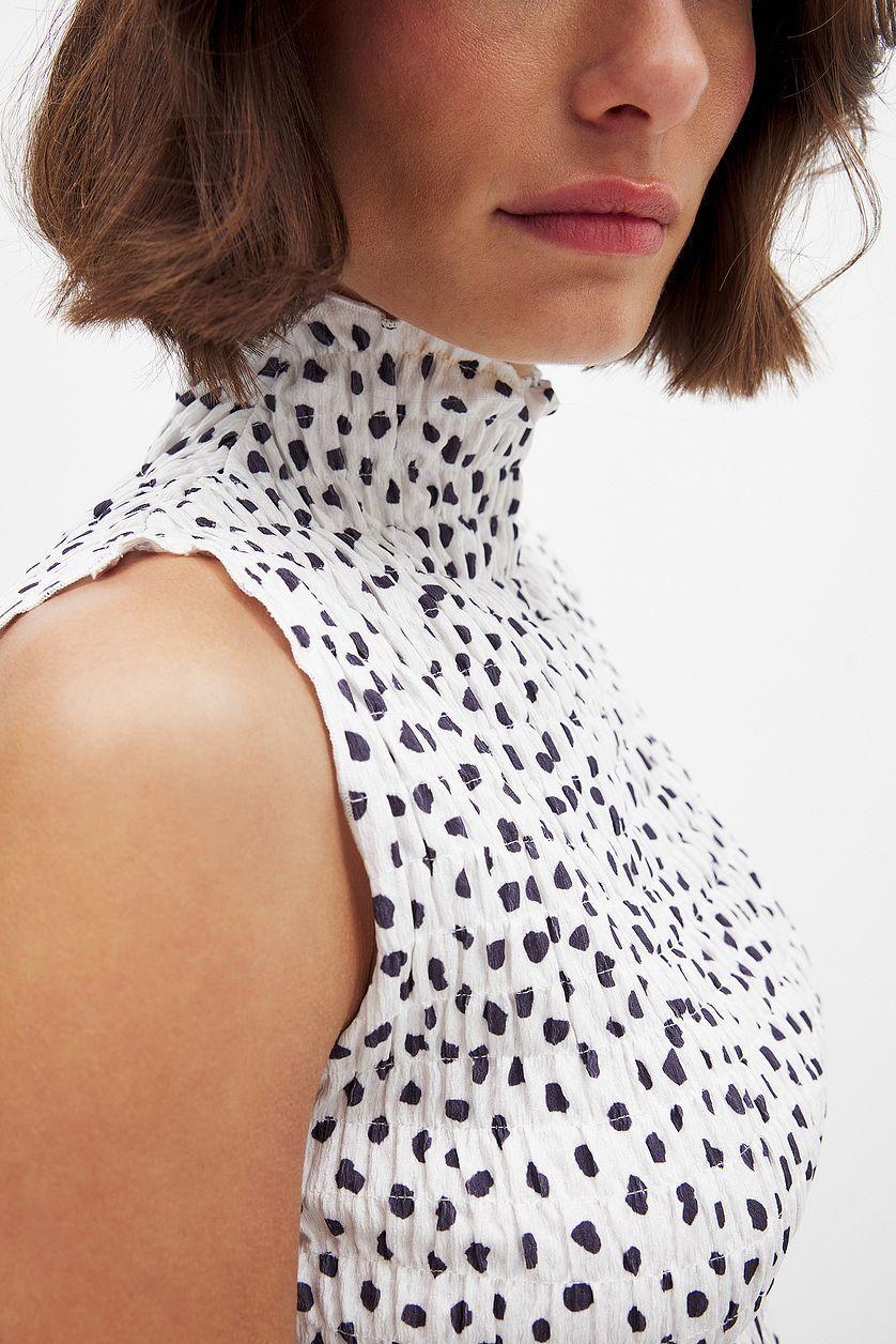 Sleeveless Smock Top Checkered Product Image