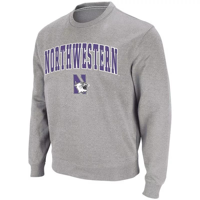 Mens Colosseum Heather Gray Northwestern Wildcats Arch & Logo Crew Neck Sweatshirt Product Image