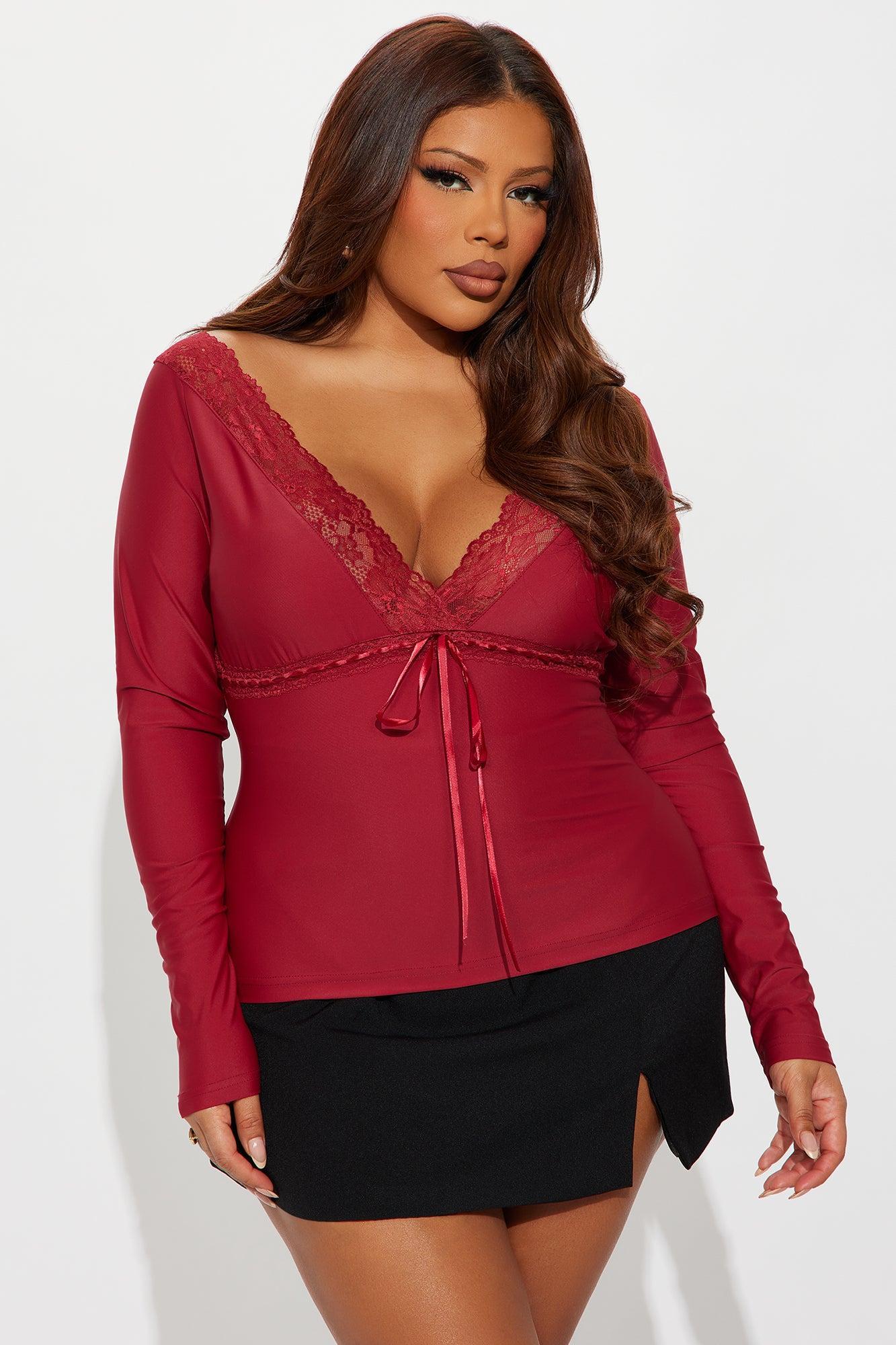 Bridget Long Sleeve Top - Wine Female Product Image