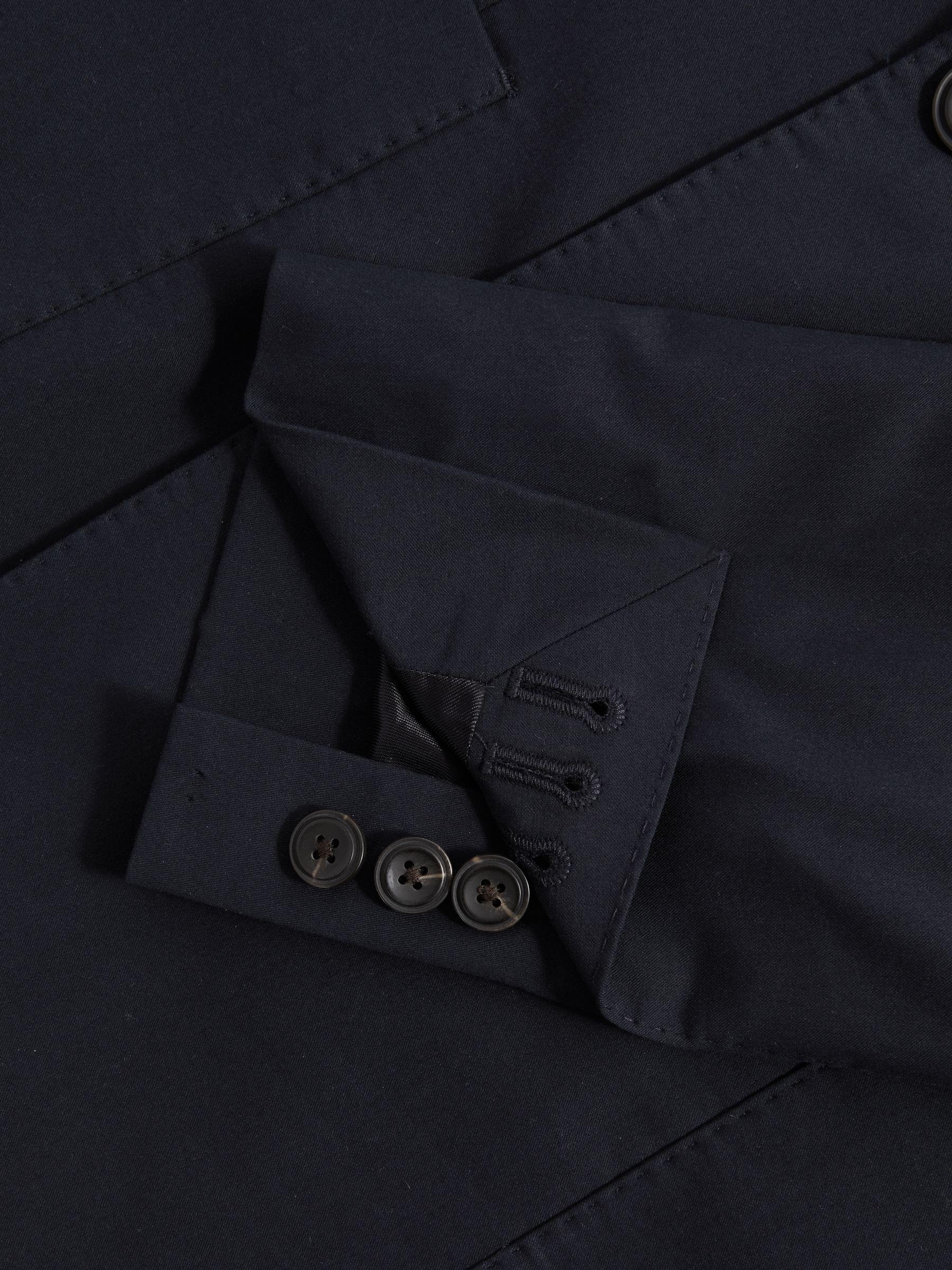 Double Breasted Cotton Blend Blazer in Navy Product Image