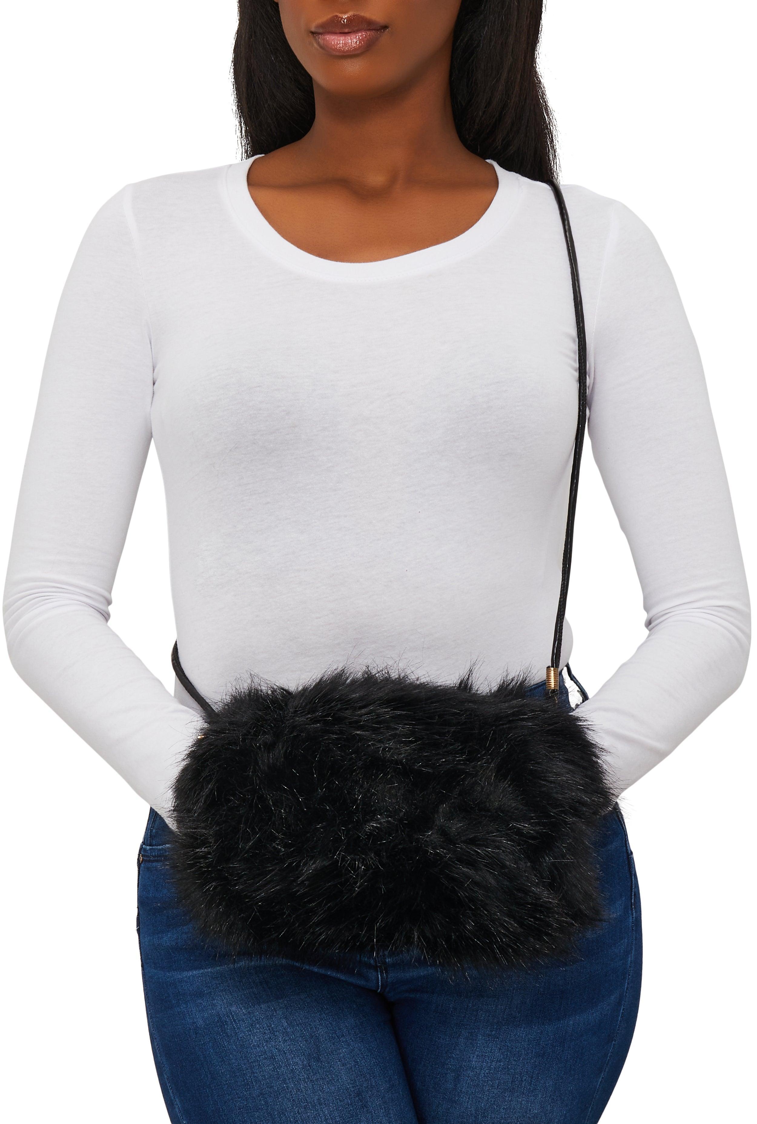 Womens Faux Fur Muff Crossbody Bag Product Image