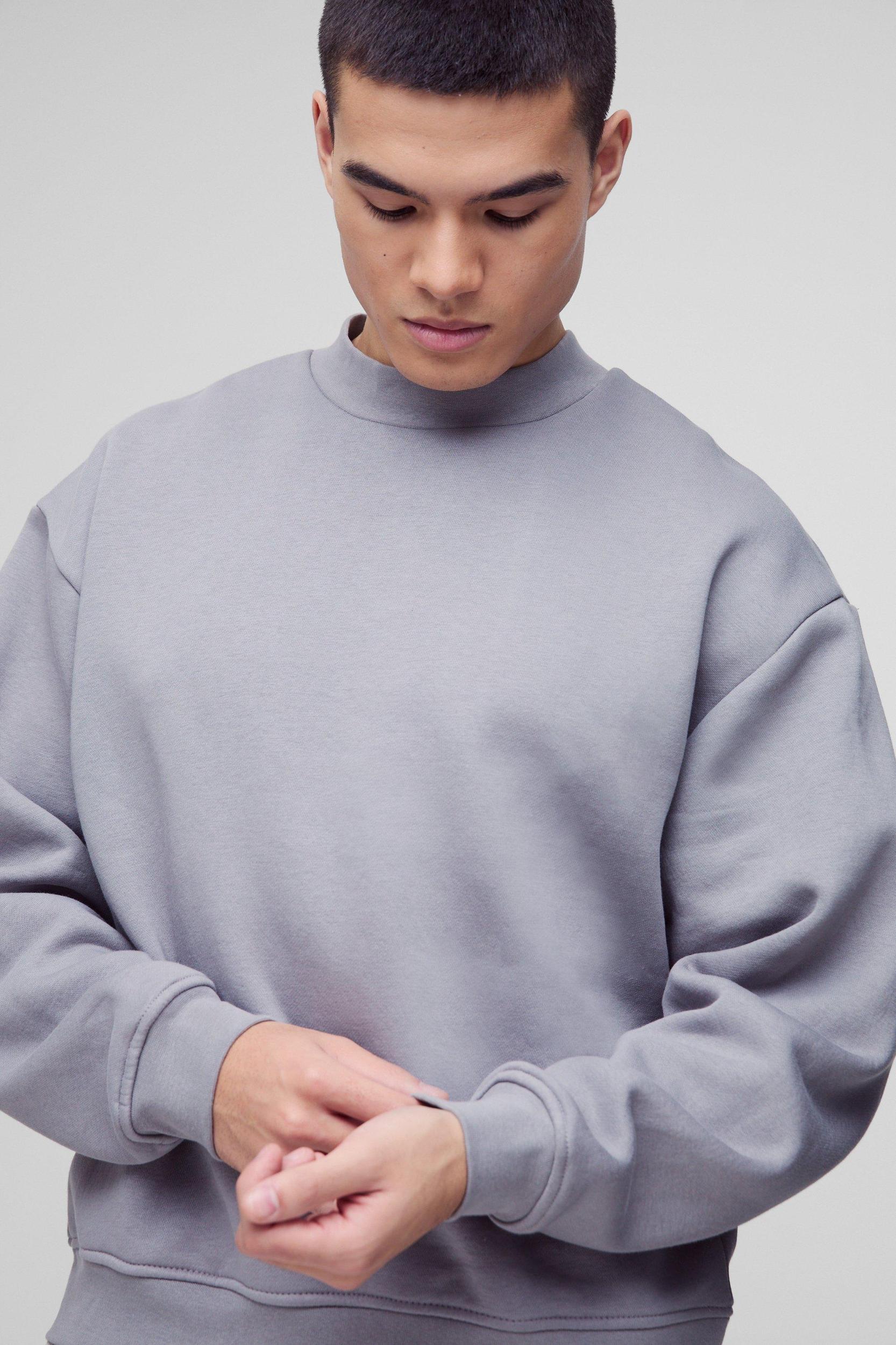 330GSM Oversized Basic Boxy Extended Neck Sweatshirt | boohooMAN USA Product Image