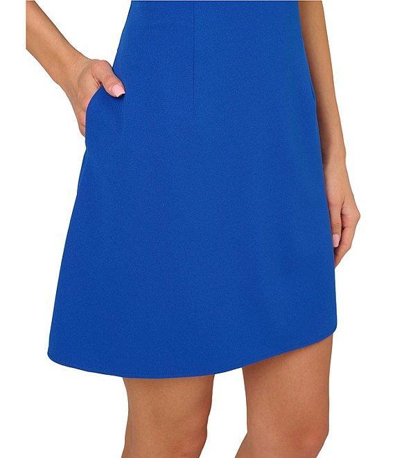 Adrianna by Adrianna Papell Crepe V-Neck Sleeveless Rhinestone Flower Sheath Mini Dress Product Image