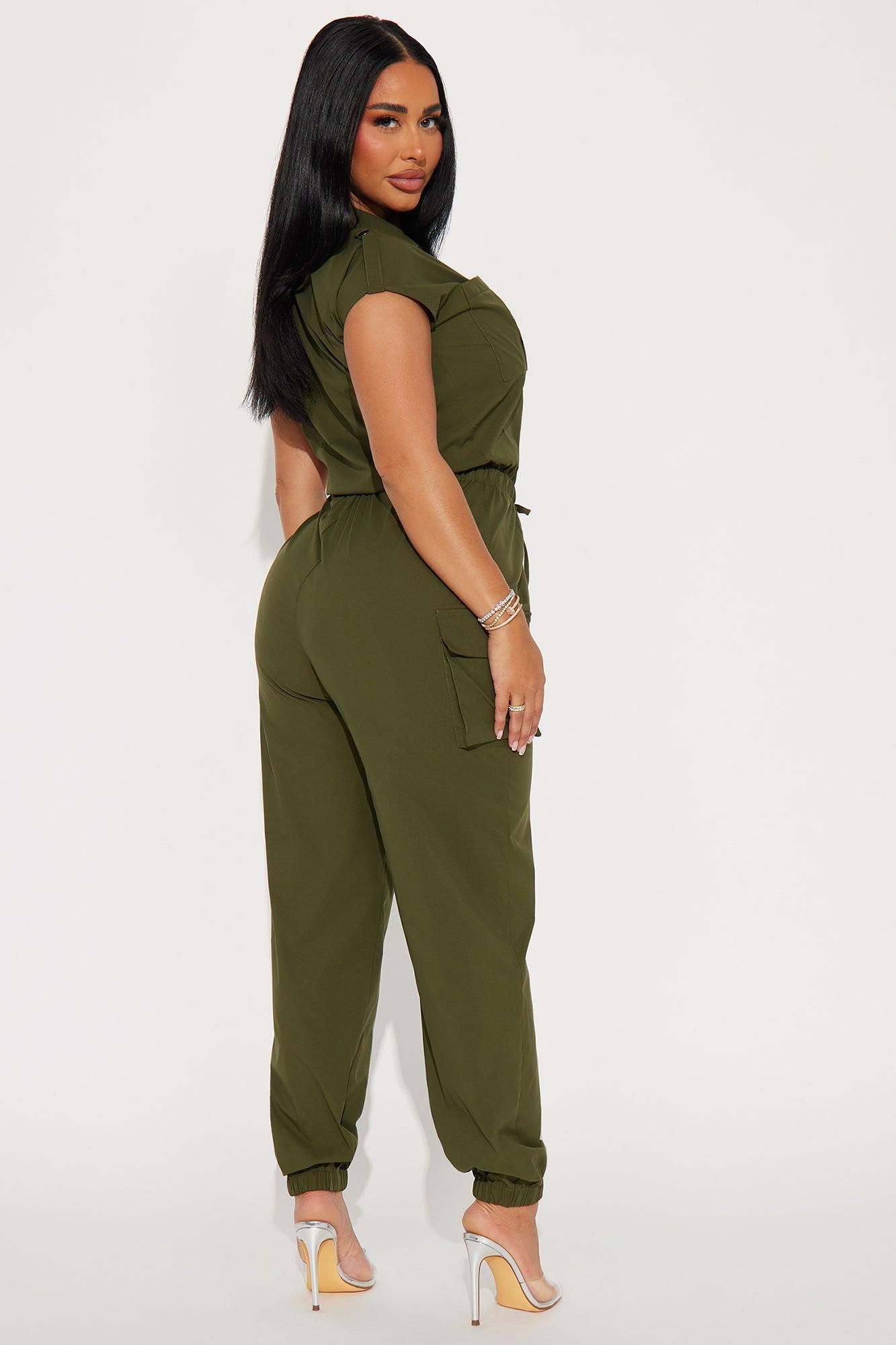 Playing Straight Up Jumpsuit - Olive Product Image