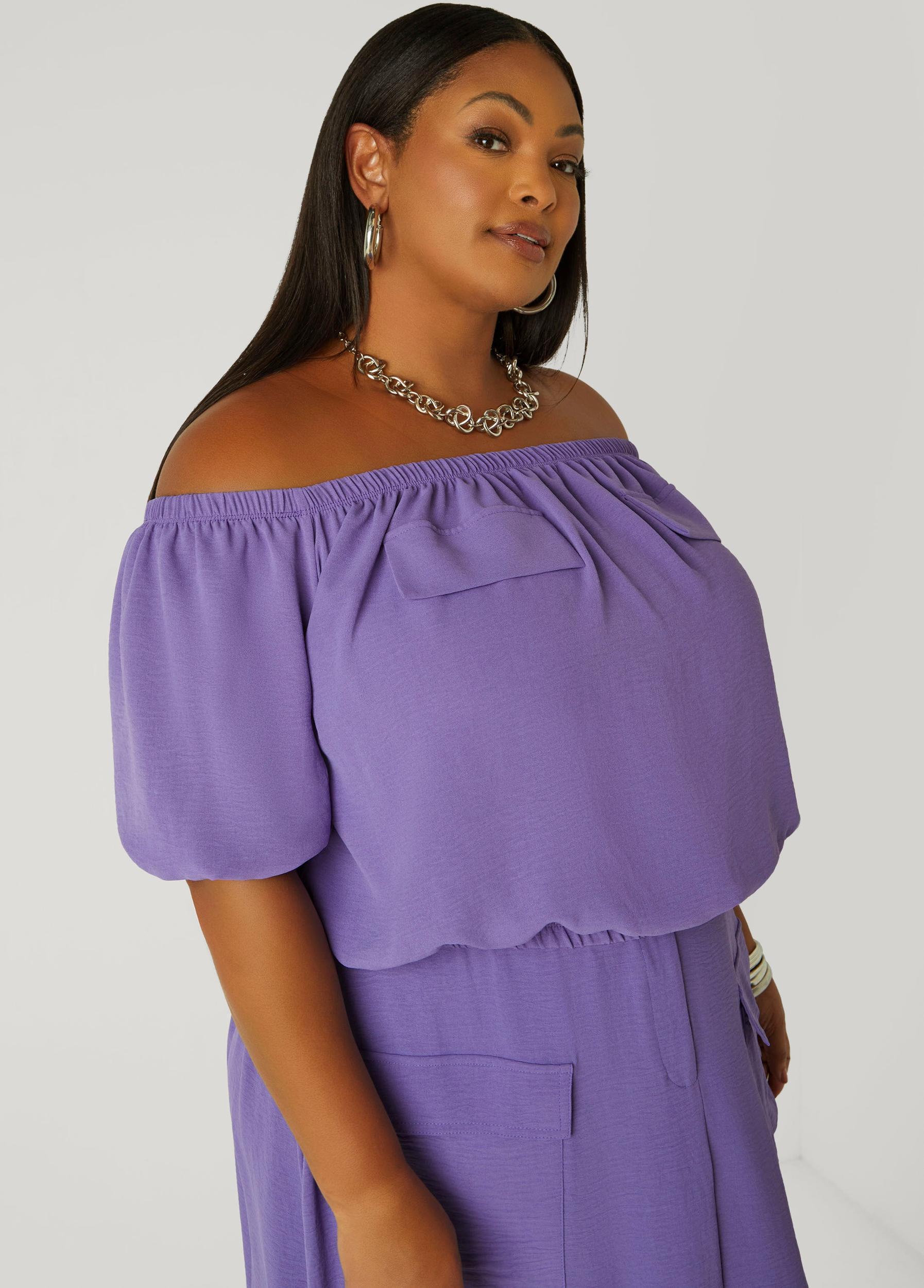Plus Size Textured Off The Shoulder Blouse Ashley Stewart Product Image