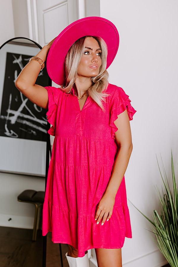 Newsworthy Style Linen-Blend Babydoll Dress In Hot Pink Product Image