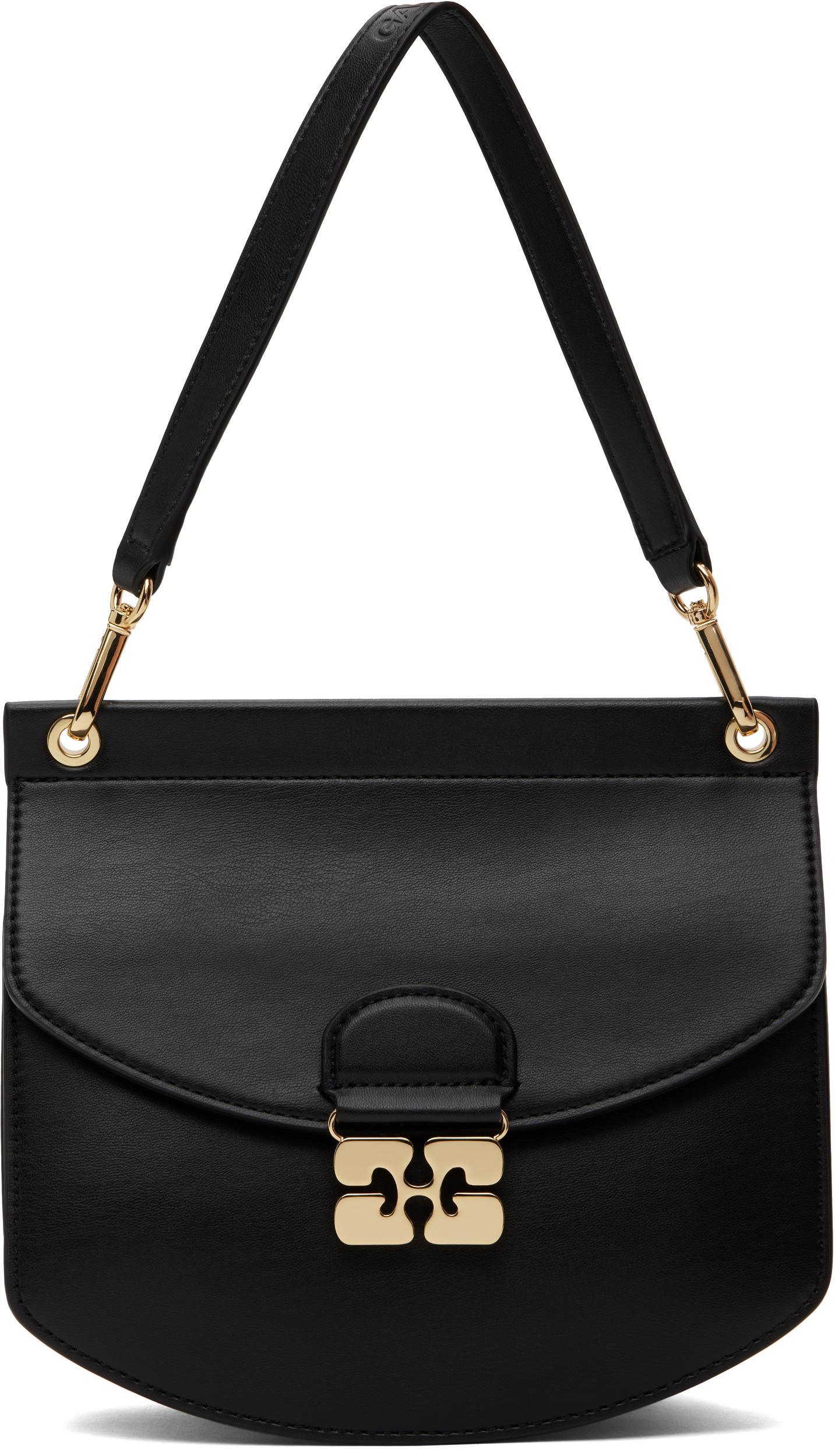 GANNI Small Shoulder Bag With Adjustable Strap And Gold-tone Hardware In Black Product Image