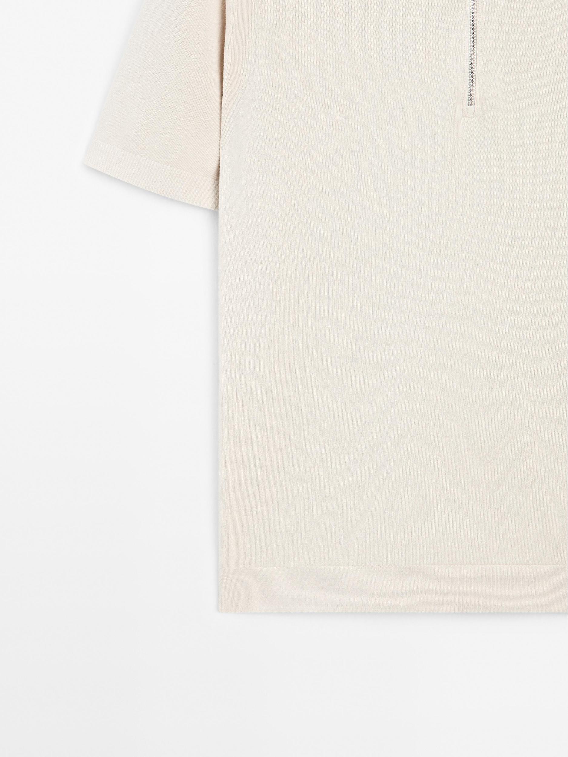 Cotton knit quarter-zip polo shirt Product Image