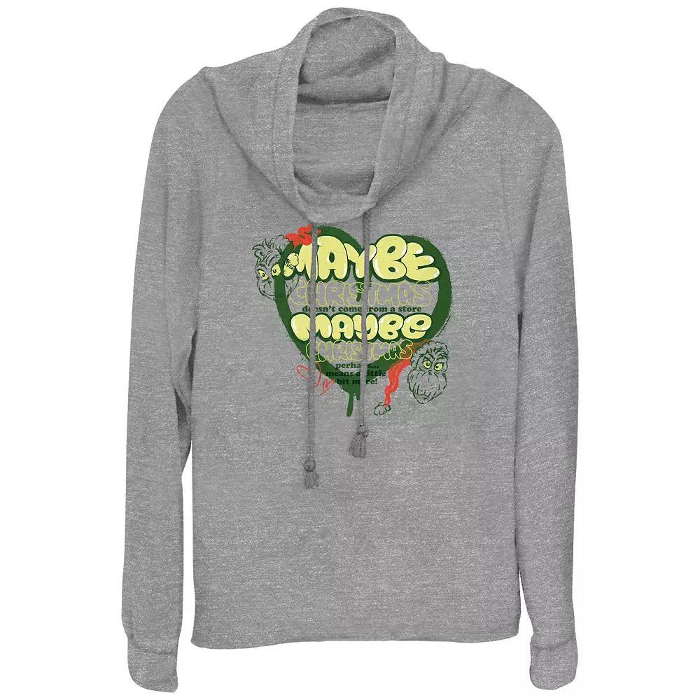 Women's Dr. Seuss Grinch Maybe Cowlneck Graphic Lightweight Long Sleeve,  Product Image