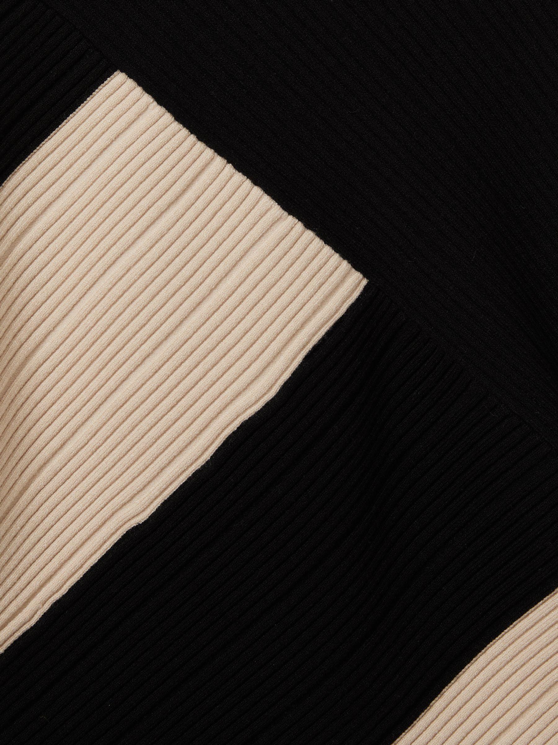 Knitted Colourblock Asymmetric Midi Dress in Black/Camel Product Image