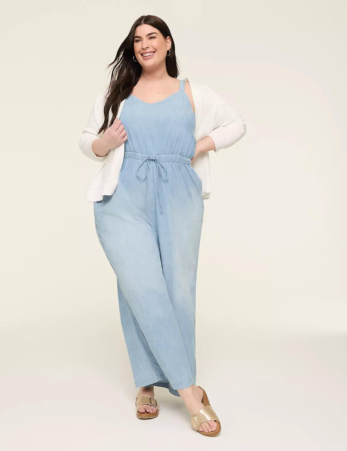 Chambray V-Neck Jumpsuit Product Image