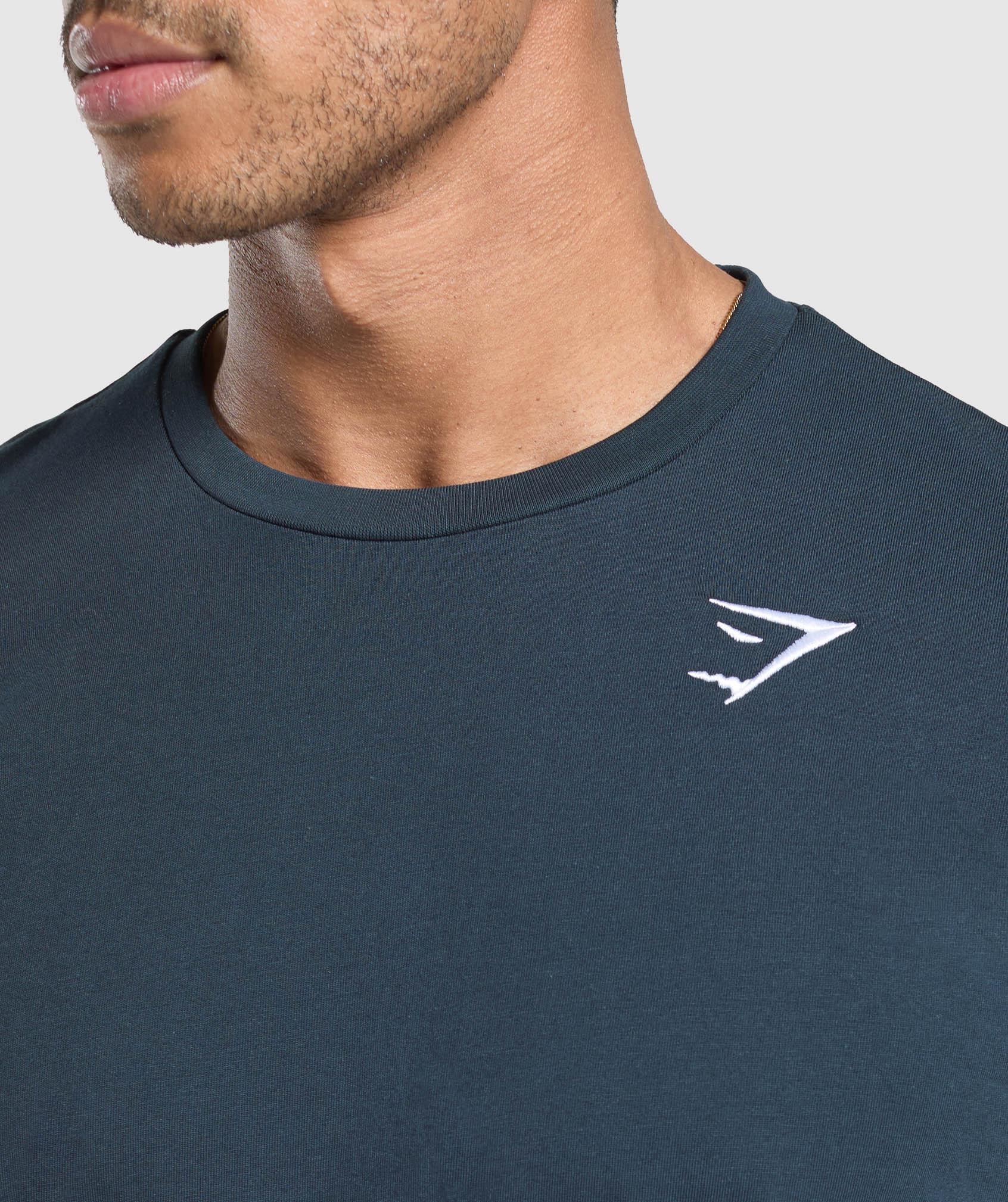 Gymshark Crest Long Sleeve T-Shirt - Navy Male Product Image