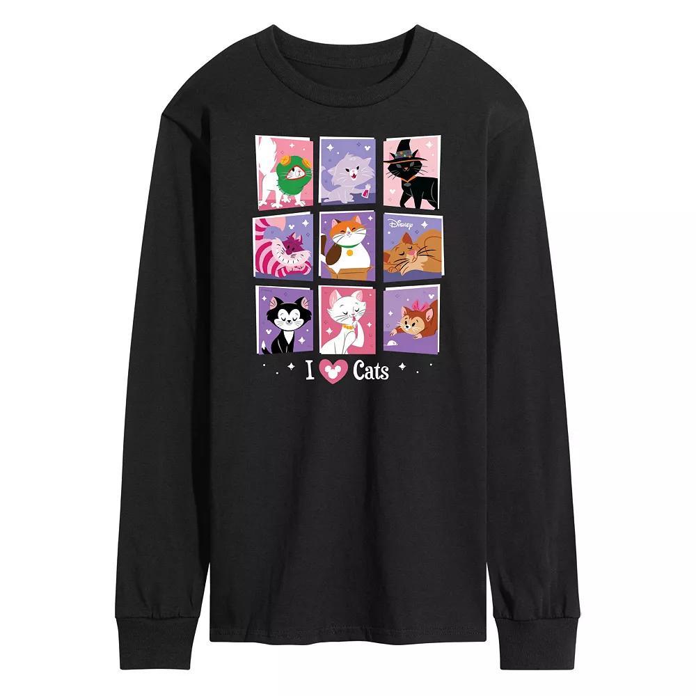 Disney's Men's Grid Of Assorted Cats Long Sleeve Graphic Tee,  Product Image