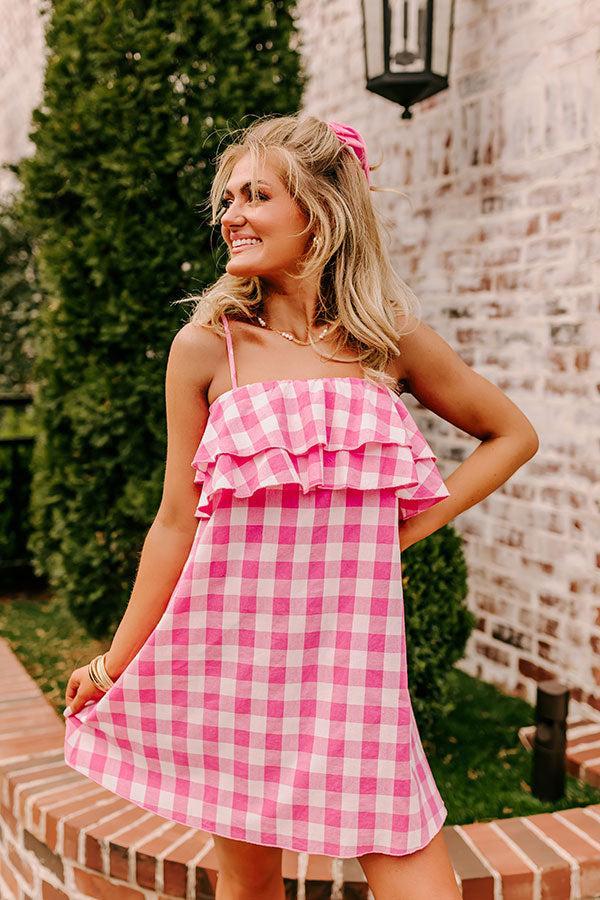 Alfresco Allure Gingham Mini Dress in Pink Product Image