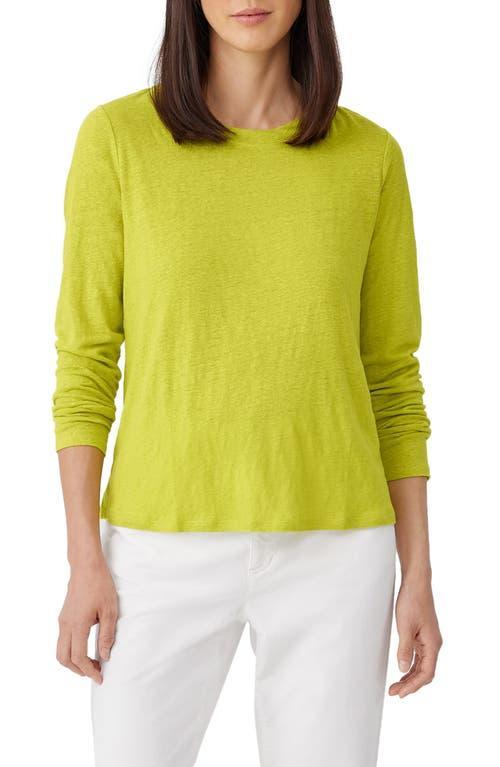 Eileen Fisher Linen Crewneck Long Sleeve Tee Product Image