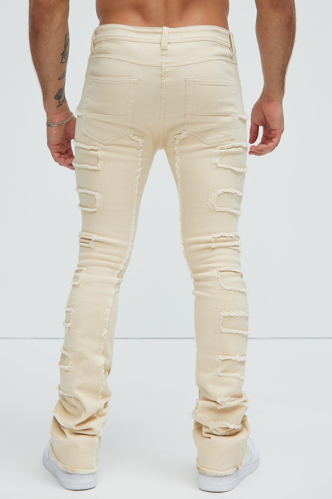 Over The Top Stacked Skinny Flare Pants - Off White Product Image