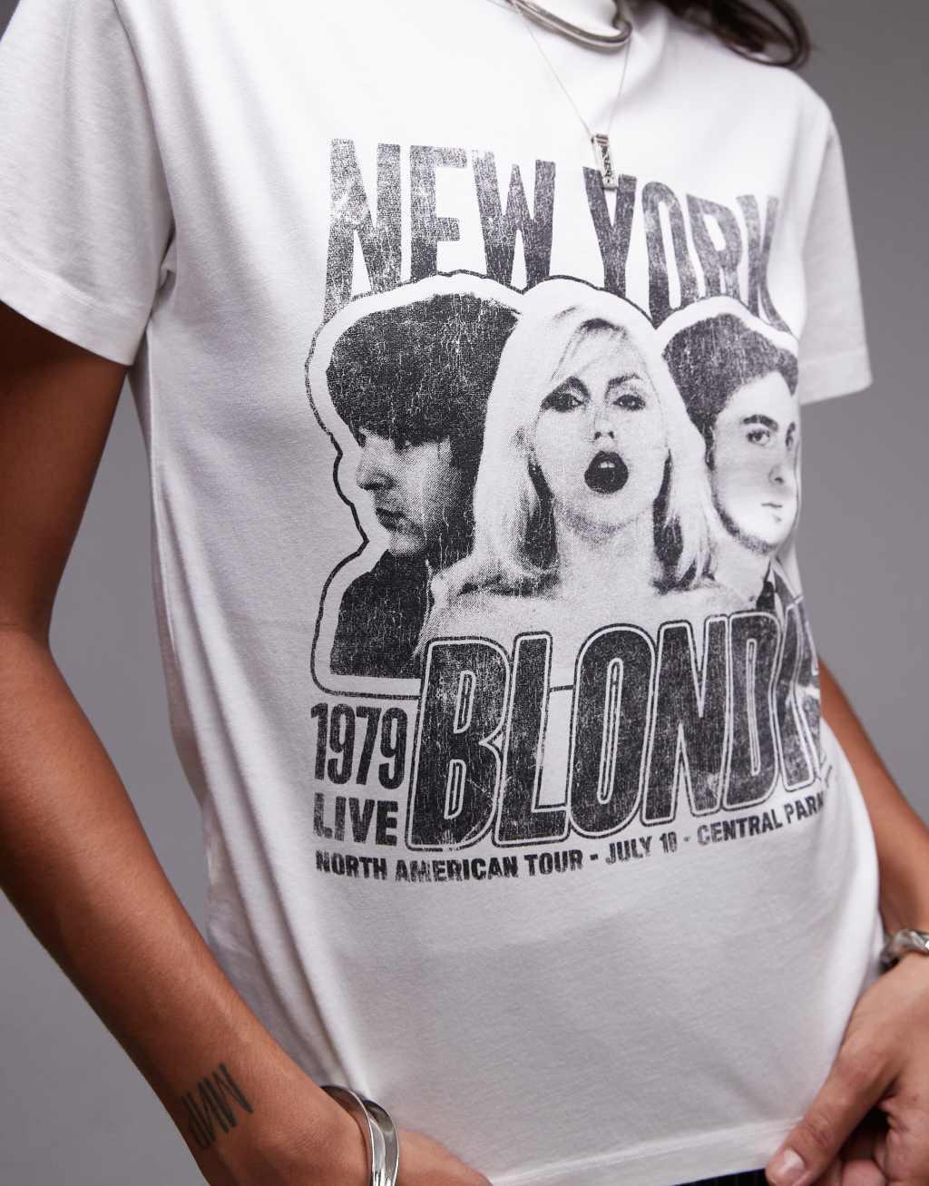 Topshop licensed Blondie graphic boxy tee in cream Product Image