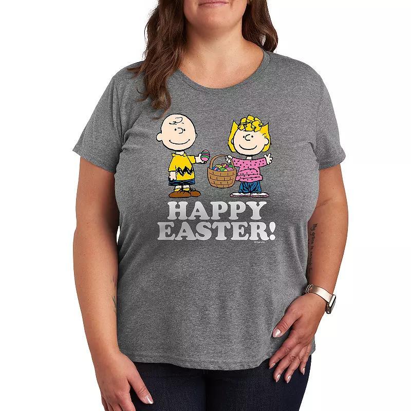 Plus Peanuts Happy Easter Graphic Tee, Women's, Size: 4XL, Grey Gray Product Image