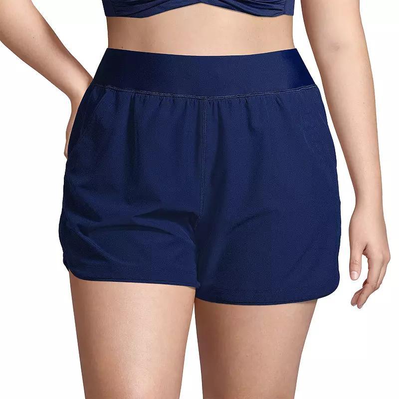 Plus Size Lands' End 5" Quick Dry Swim Shorts With Panty, Women's, Size: 22 W, Deep  Blue Product Image