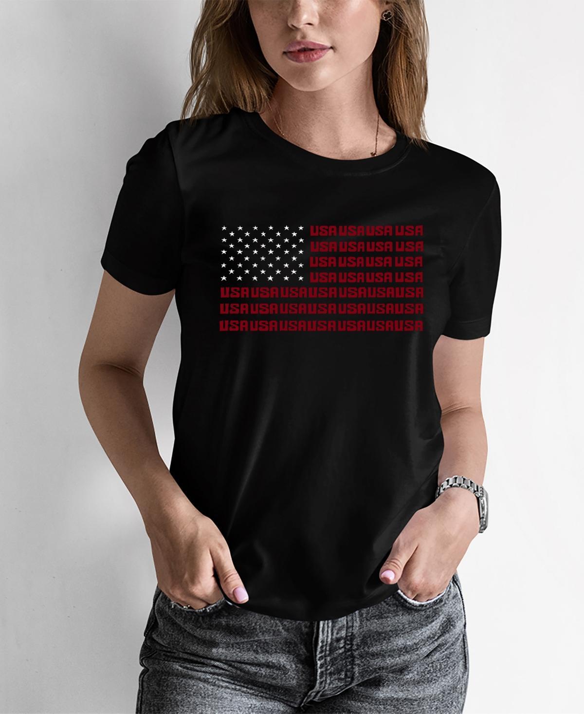 Womens Word Art Usa Flag T-shirt Product Image