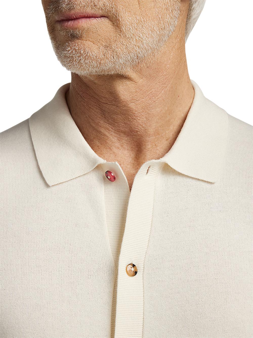 Cotton Button Front Polo - Ivory Product Image