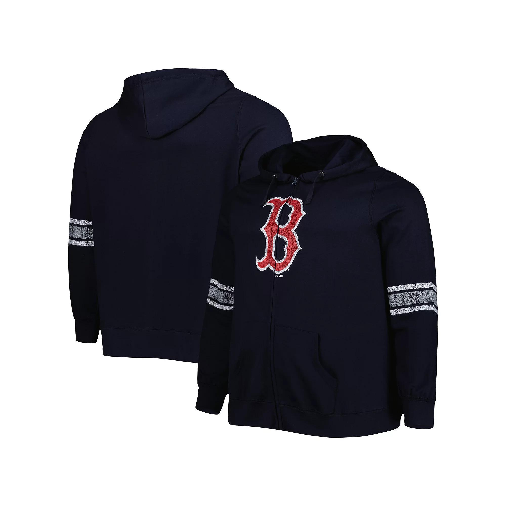 Women's Navy/Heather Gray Boston Red Sox Plus Size Front Logo Full-Zip Hoodie, Size: 1XL, Blue Product Image