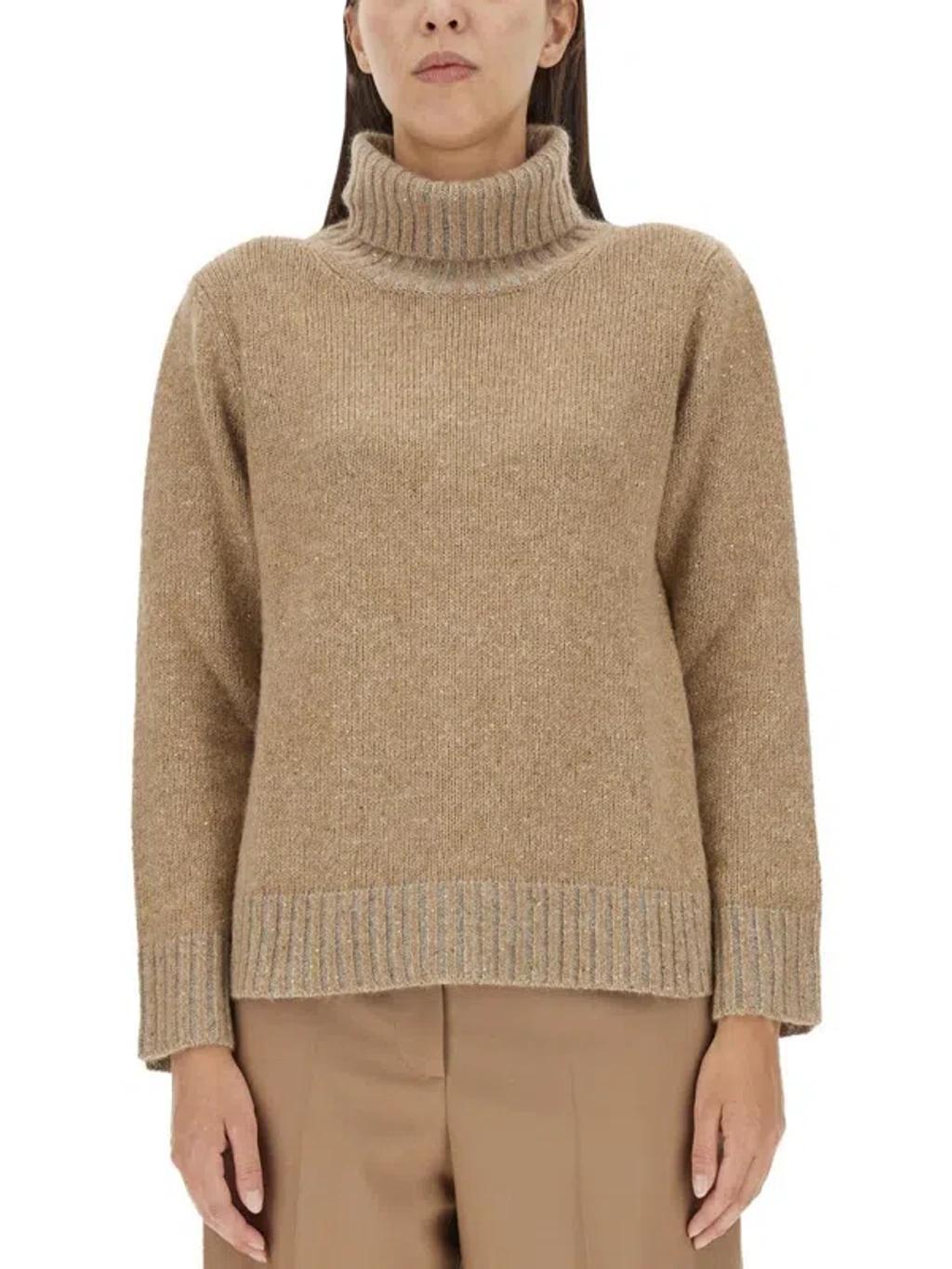 FABIANA FILIPPI Embellished Turtleneck Knitted Jumper In Beige Product Image