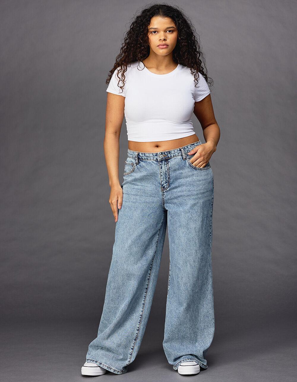 RSQ Womens Low Rise Wide Leg Jeans - LIGHT WASH Product Image