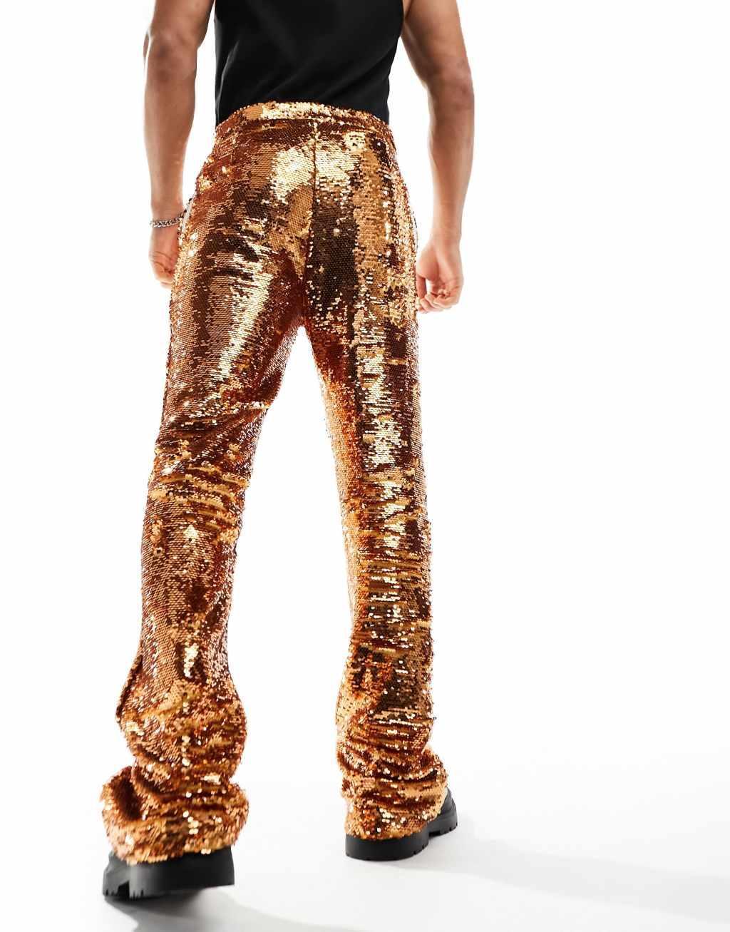 ASOS DESIGN smart flare pants in bronze Product Image