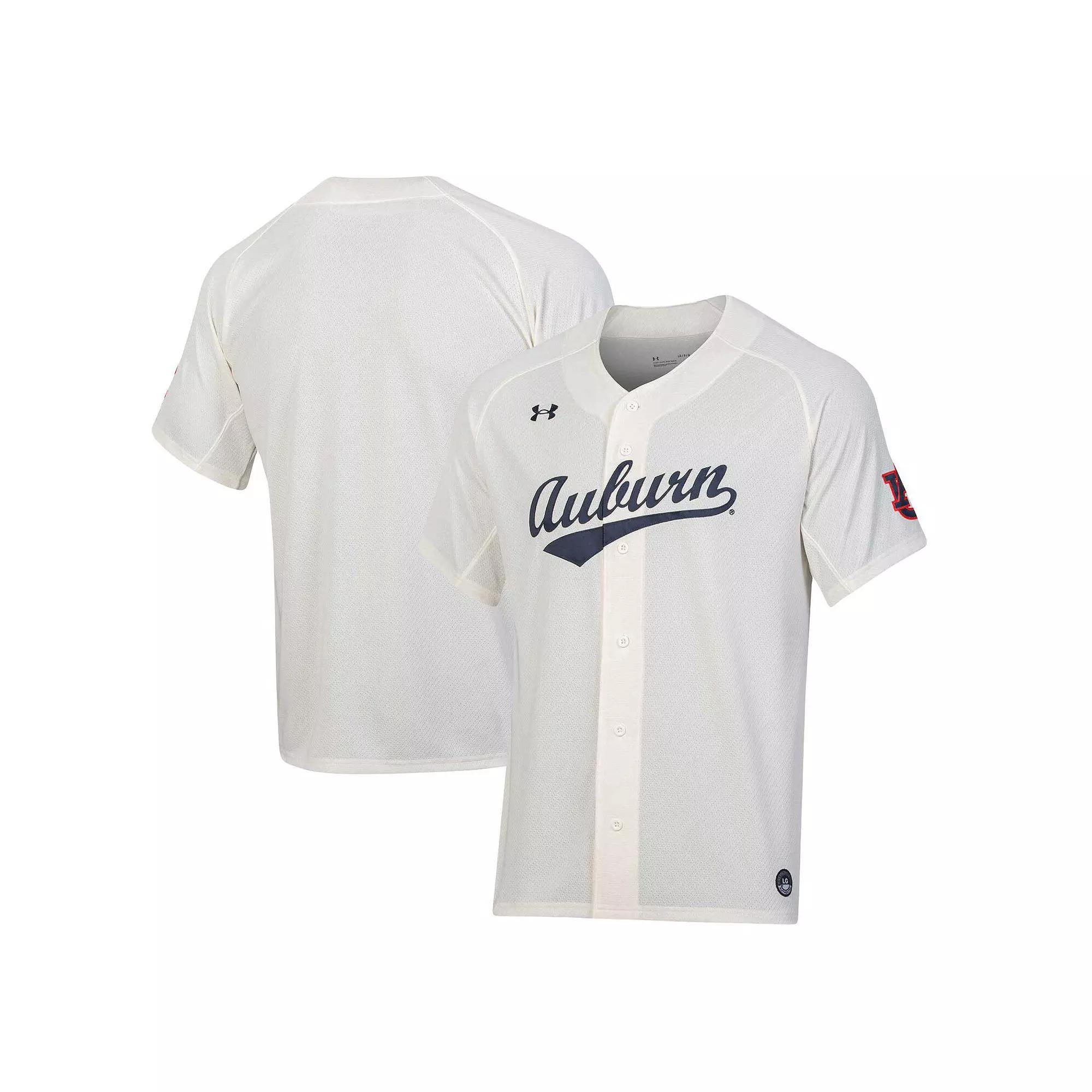 Men's Under Armour Cream Auburn Tigers Replica Baseball Jersey, Size: 2XL, Beige Product Image