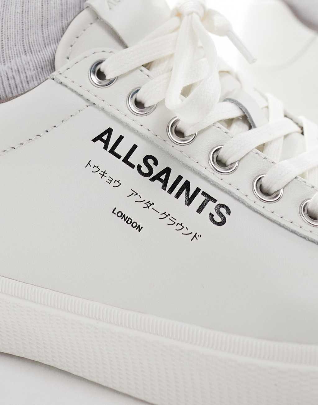 AllSaints underground leather low top sneakers in white Product Image