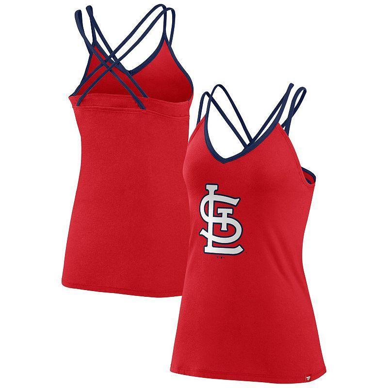 Women's Fanatics Branded Red St. Louis Cardinals Barrel It Up Cross Back V-Neck Tank Top, Size: 2XL Product Image