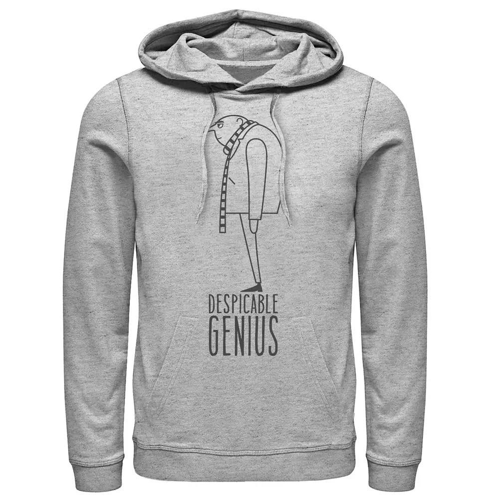 Men's Despicable Me Minions Gru Outline Side View Pullover Hoodie, Size: XL, Athletic Grey Product Image