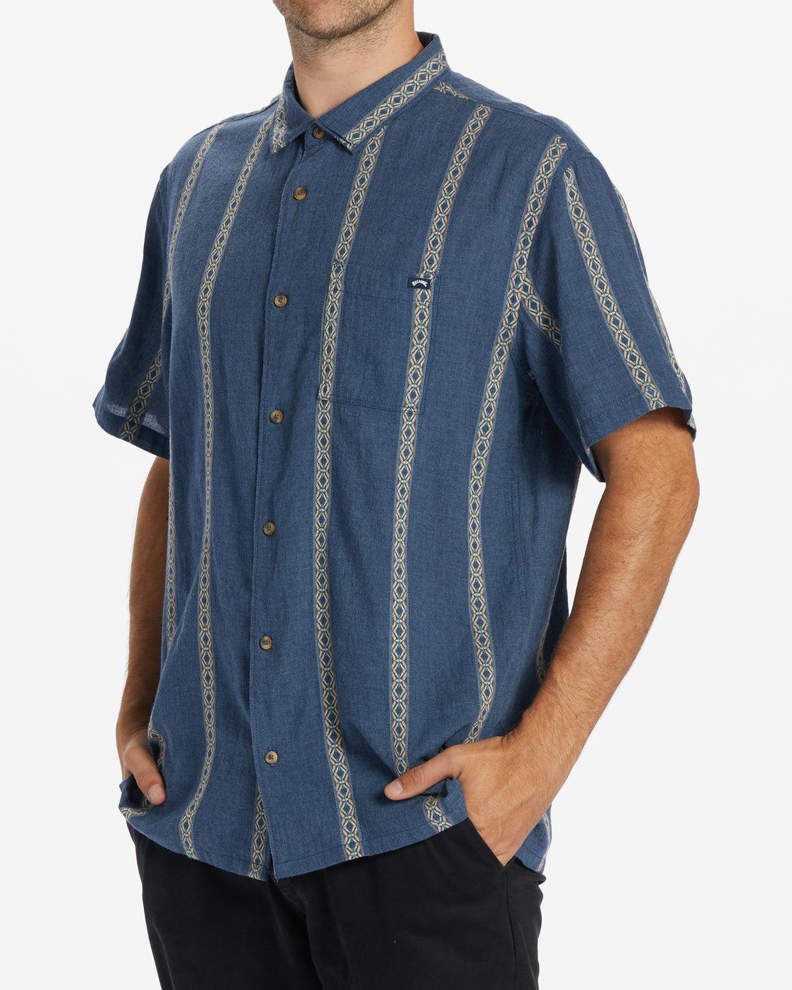 Sundays Jacquard Short Sleeve Shirt - Navy Male Product Image