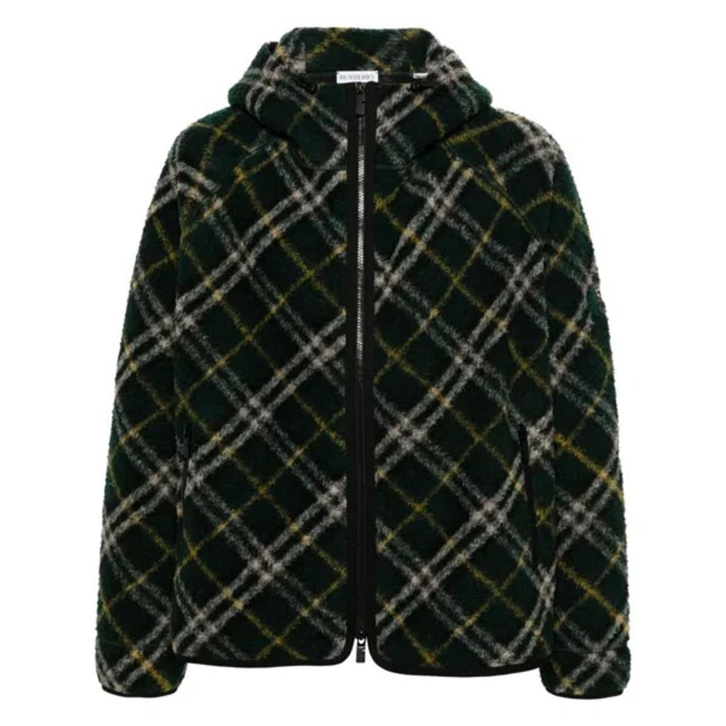 BURBERRY Wool Check Jacket In Green Product Image