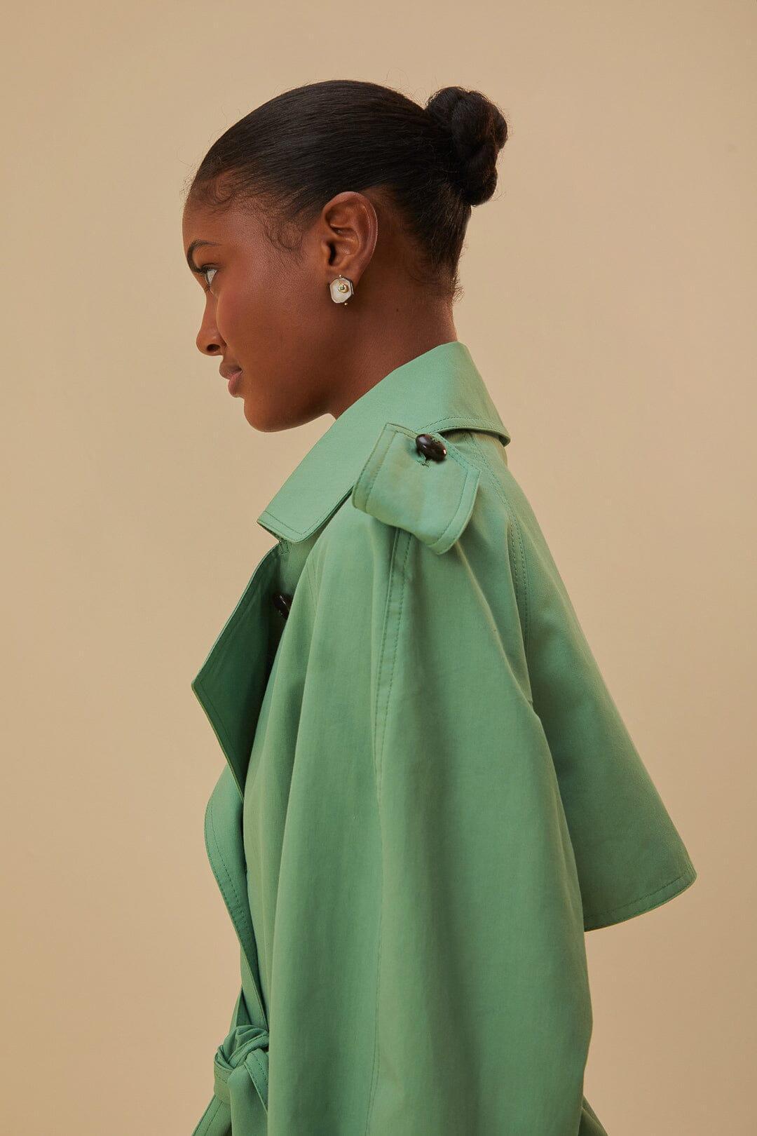 Green Short Trench Coat Product Image