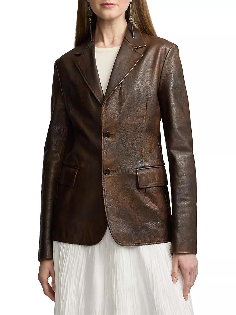 Tomasso Distressed Leather Blazer Product Image