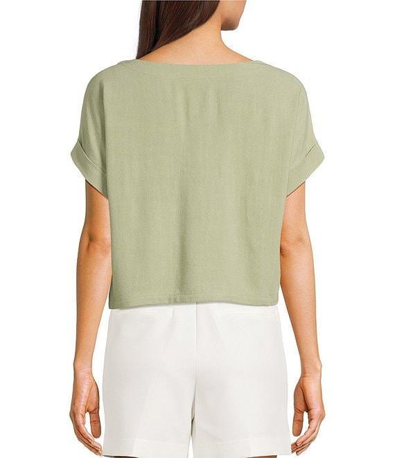 Blu Pepper Short Sleeve Linen Blend Coordinating Box Top Product Image